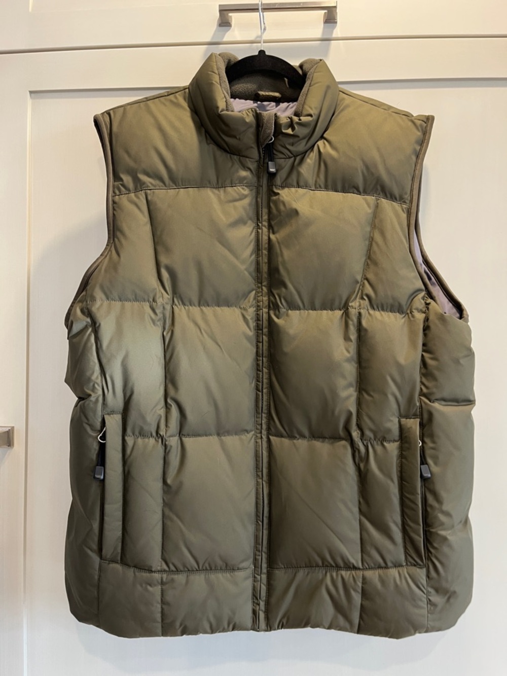 Eddie Bauer Olive Green Quilted Premium Goose Down Puffer Vest